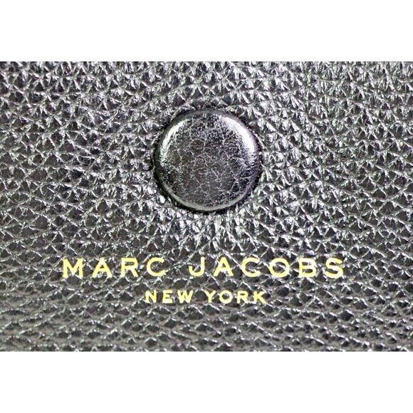 ROOMY Marc Jacobs NY BLACK GENUINE LEATHER FLAP HOBO SHOULDER BAG PURSE HANDBAG - Picture 2 of 16